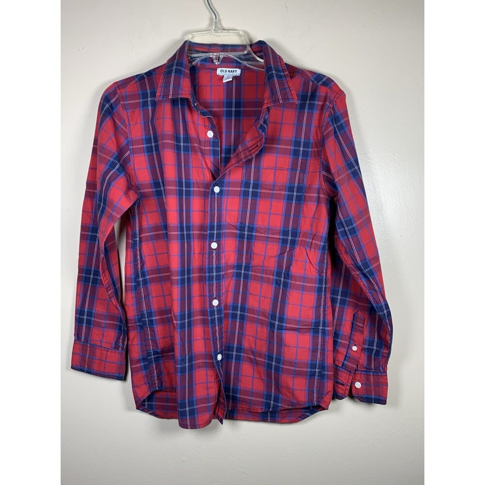 Old Navy 2012 Red Plaid Cotton Blend Button-Down Shirt Size XL Extra Large Boy
